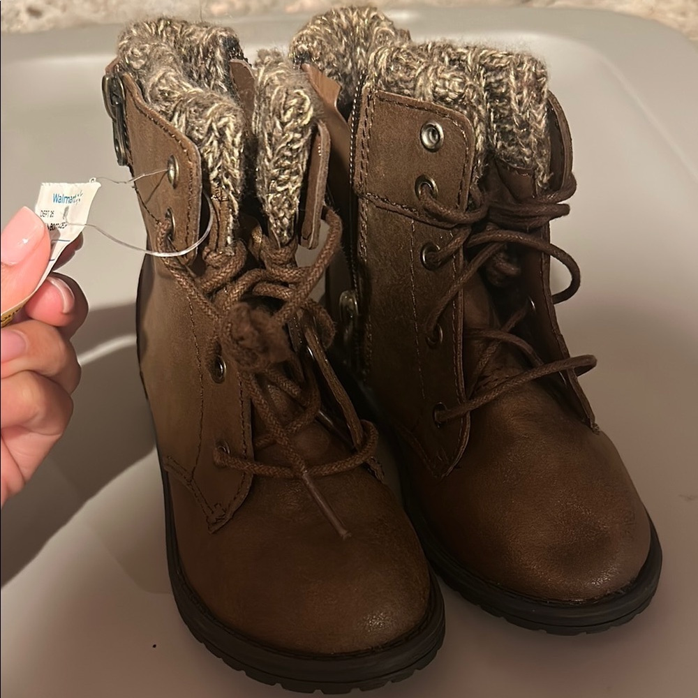 Brown Lace-Up Ankle Boots - Picture 1 of 7